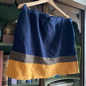 Jay Jays Colorblock Mini Skirt | Navy Blue & Mustard | Size 14